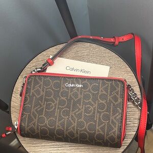 Calvin Klein Brown Red Crossbody Bag